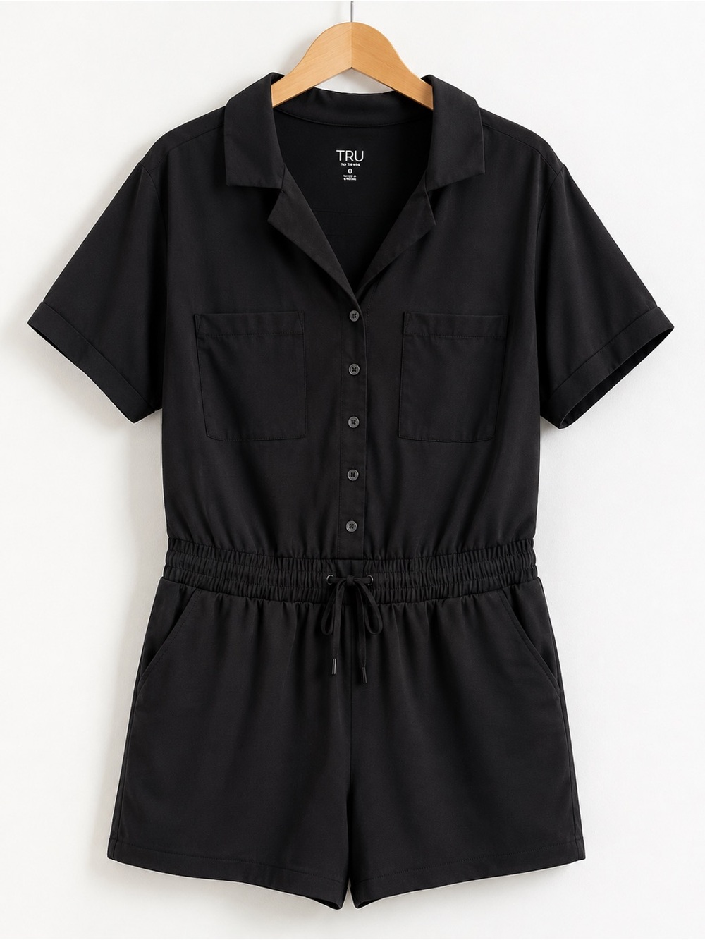 TRU by Torrid Black Short Sleeve Button Romper